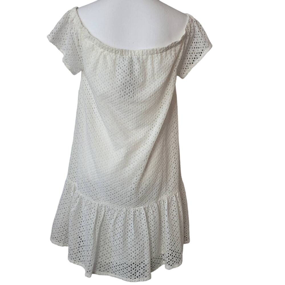 Central Park West Eyelet Dress White Ruffle Hem Cottagecore size L - Picture 4 of 8
